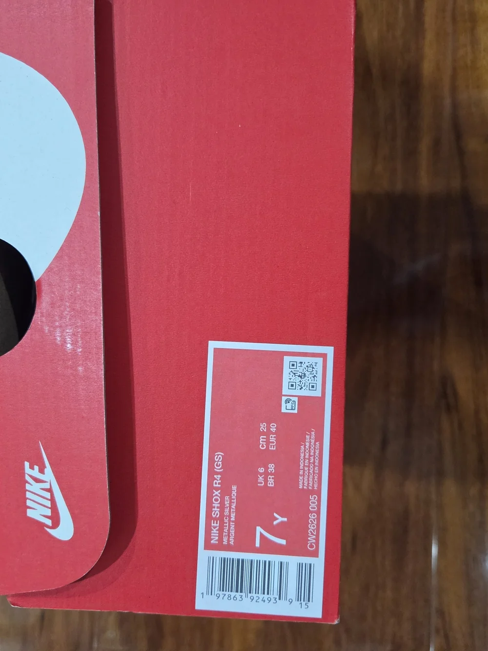 Boy's Nike Shox in White, Black & Red